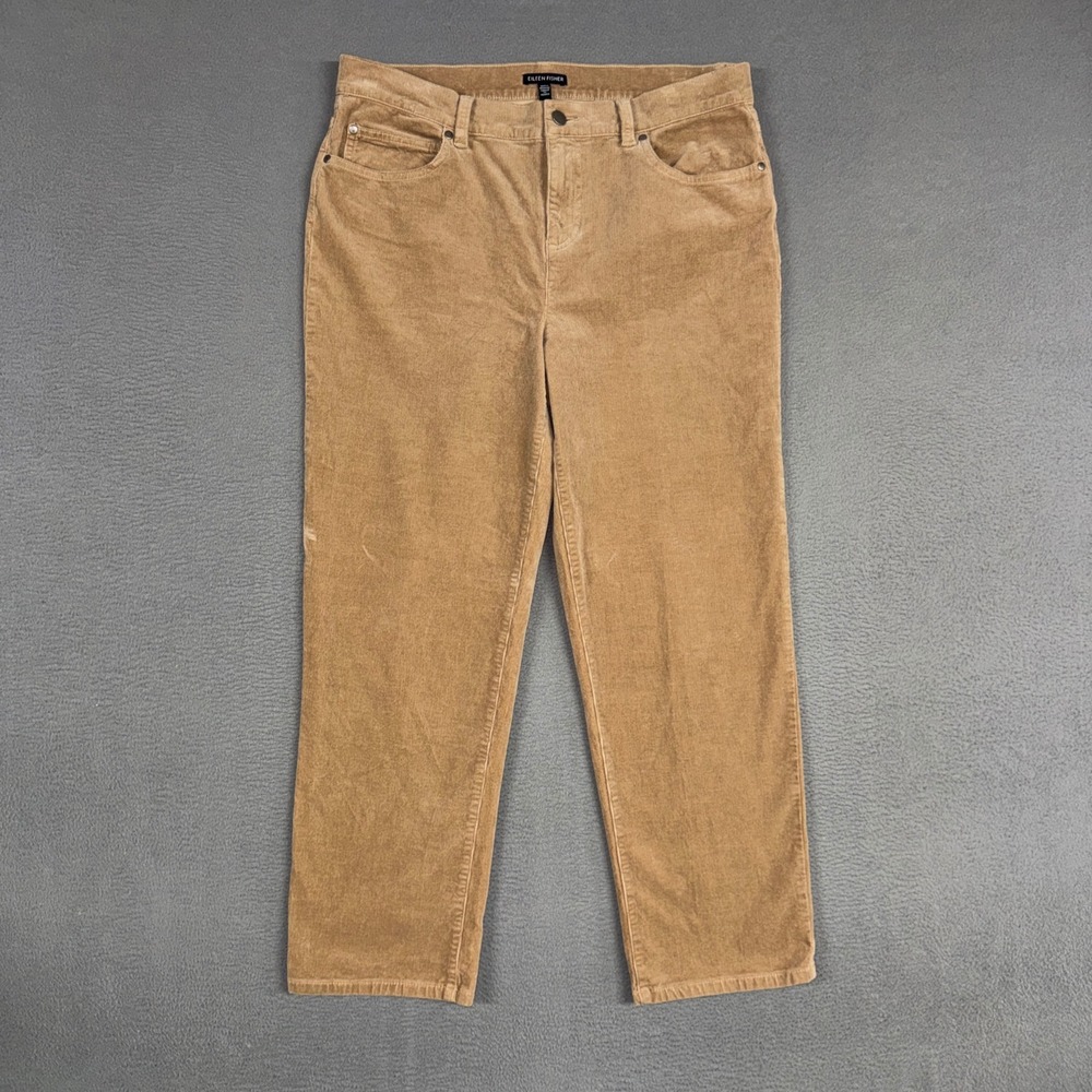Eileen Fisher Pants Womens Medium Brown Straight Leg Organic Cotton Corduroy